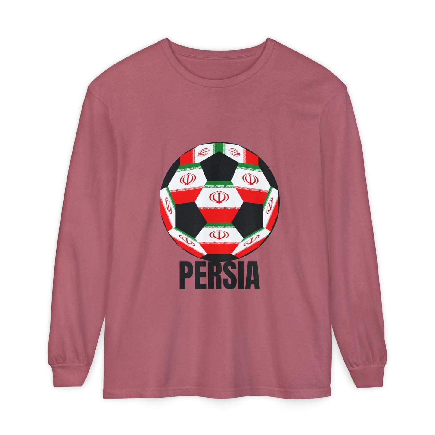 Persia Fan Specialty Soccer Ball Design Long Sleeve Tee