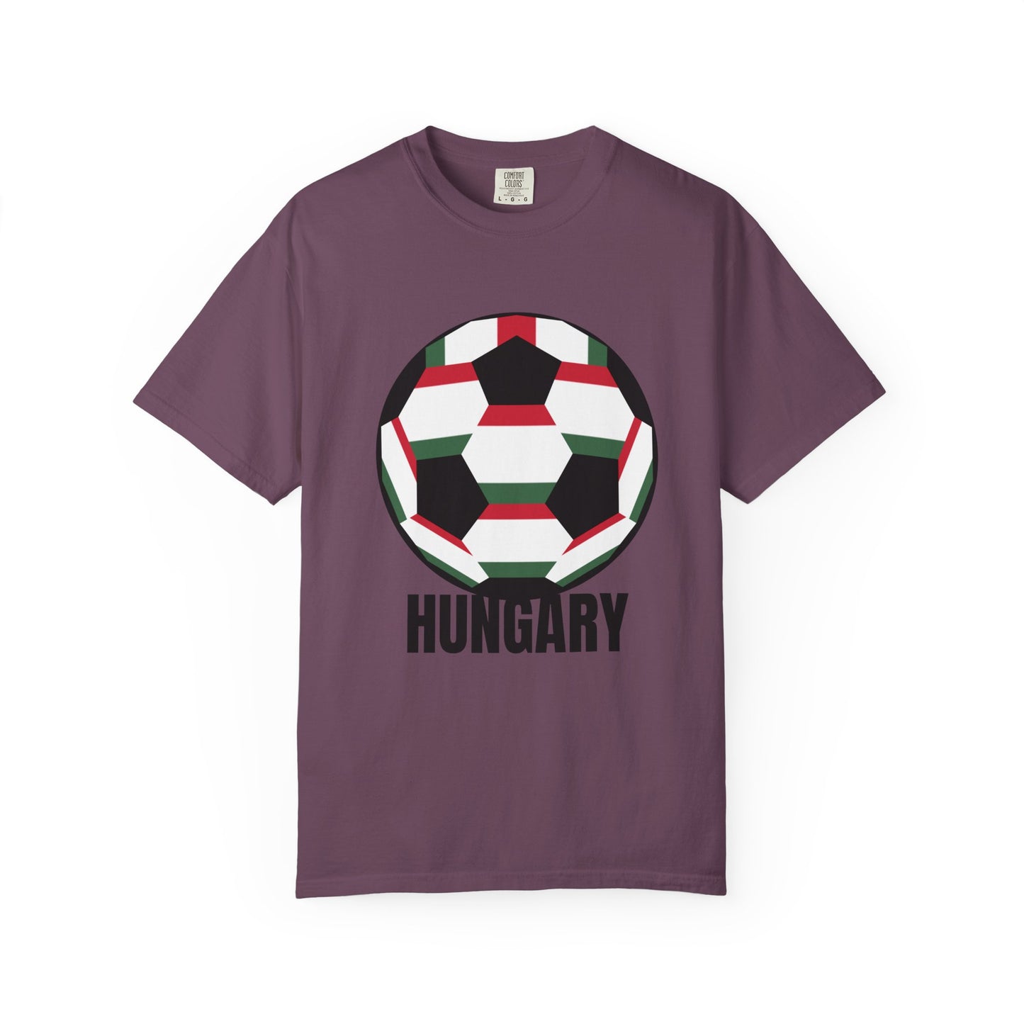 Hungary Fan Specialty Soccer Ball Design T Shirt Black Print