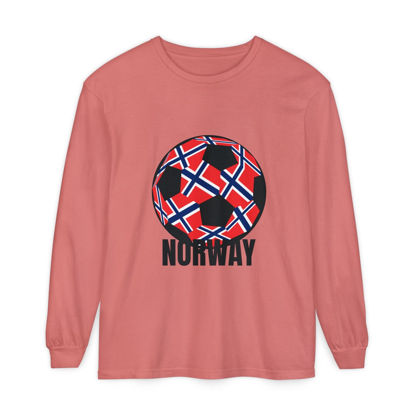 Norway Fan Specialty Soccer Ball Design Long Sleeve T Shirt Black Print