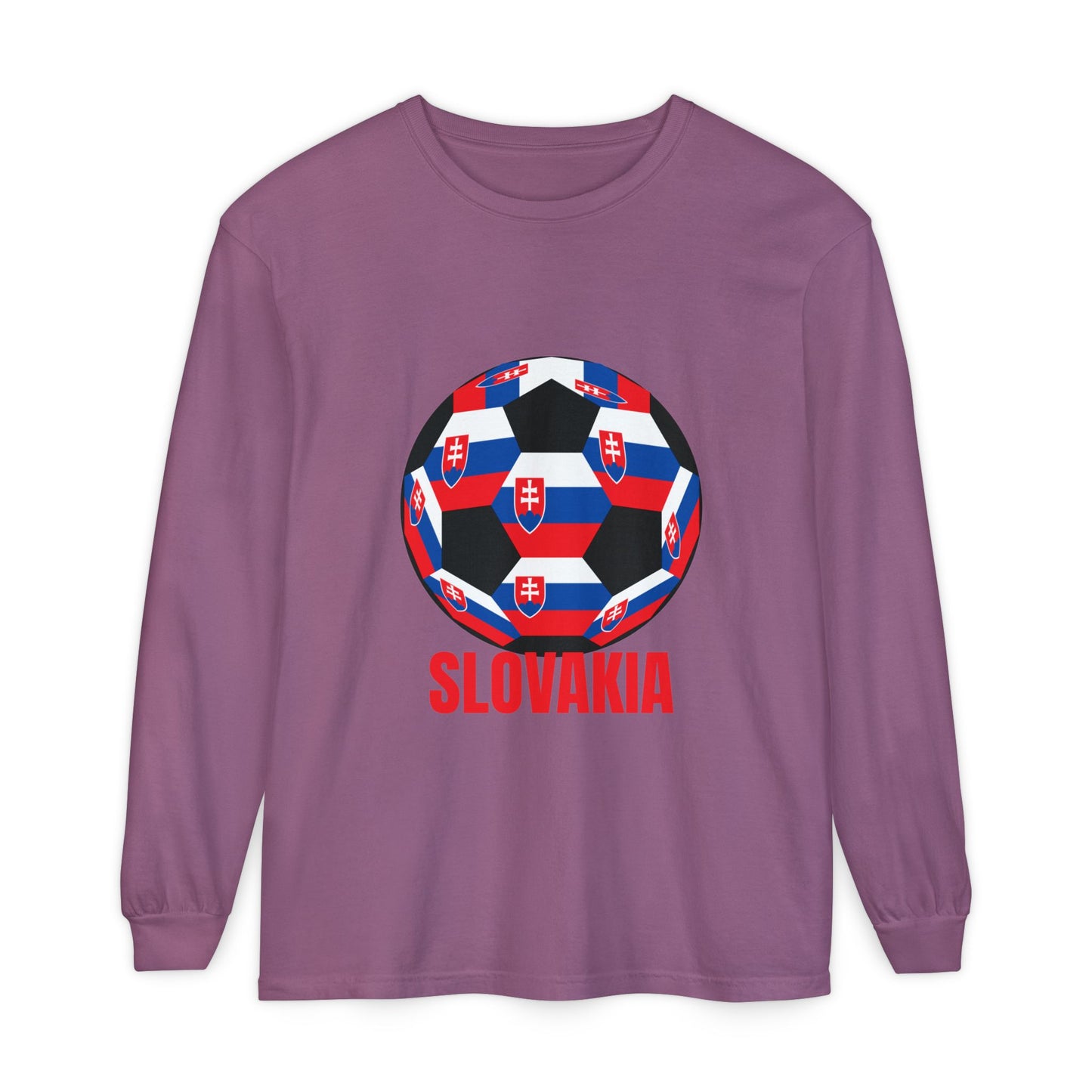 Slovakia Fan Specialty Soccer Ball Design Long Sleeve Tee