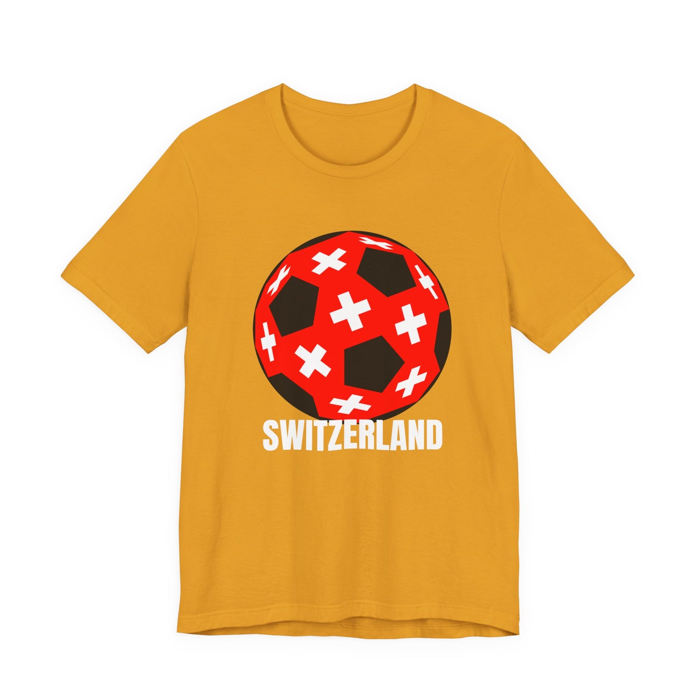 Switzerland Fan Specialty Soccer Ball Design T Shirt White Text