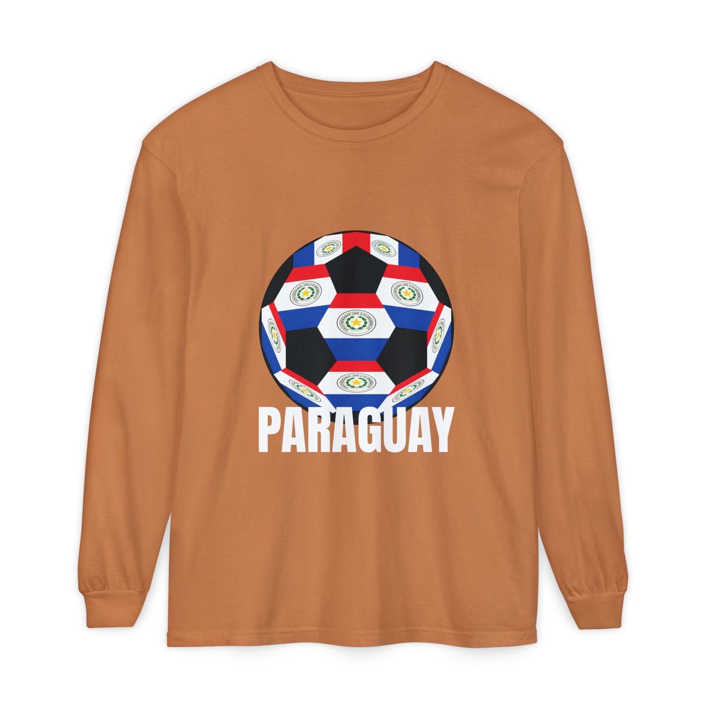 Paraguay Fan Specialty Soccer Ball Design Long Sleeve Tee