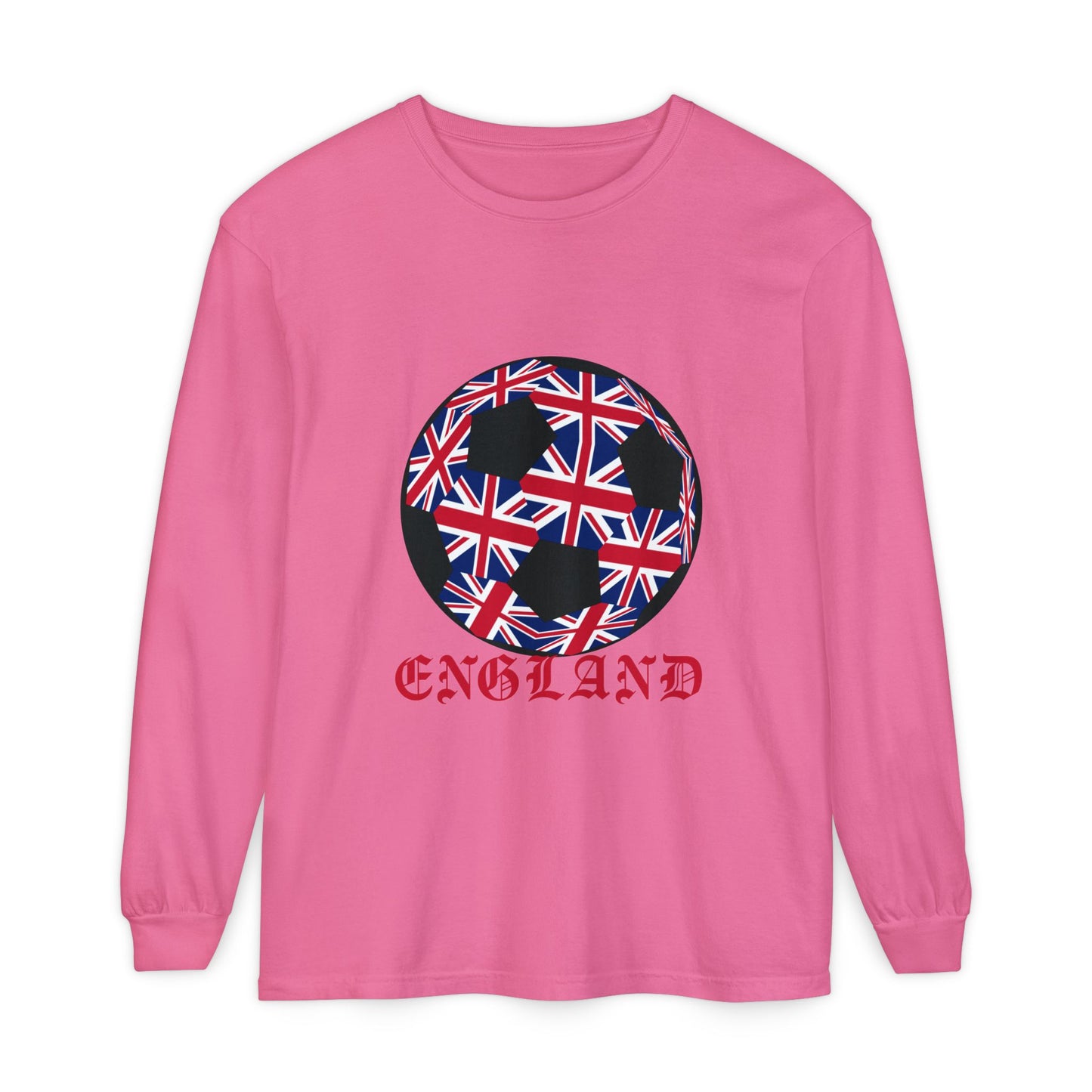 Old English Style Specialty Soccer Ball Design Long Sleeve Tee