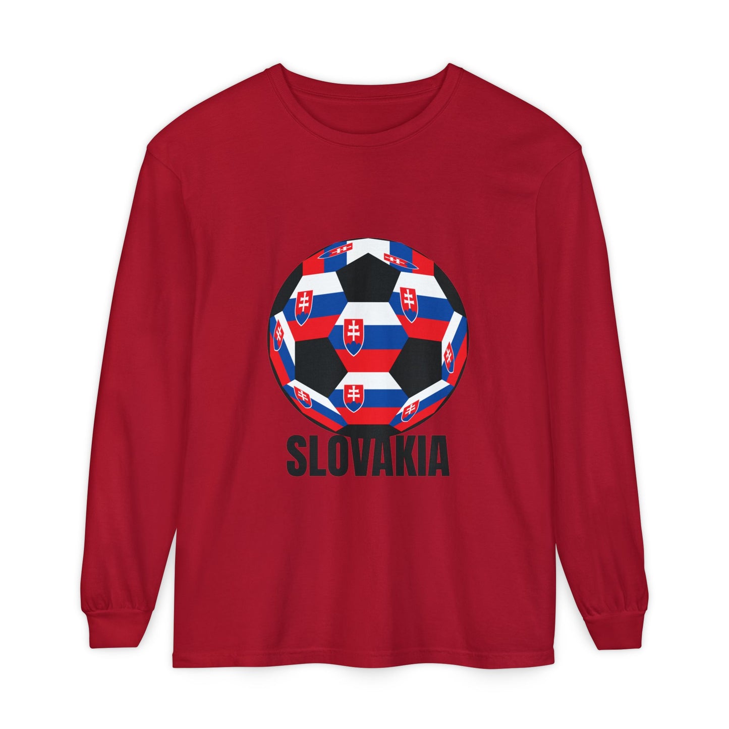 Slovakia Fan Specialty Soccer Ball Design T Shirt Long Sleeve T‑Shirt