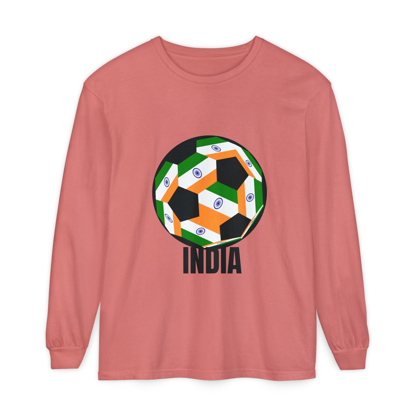 India Fan Specialty Soccer Ball Design Long Sleeve Tee
