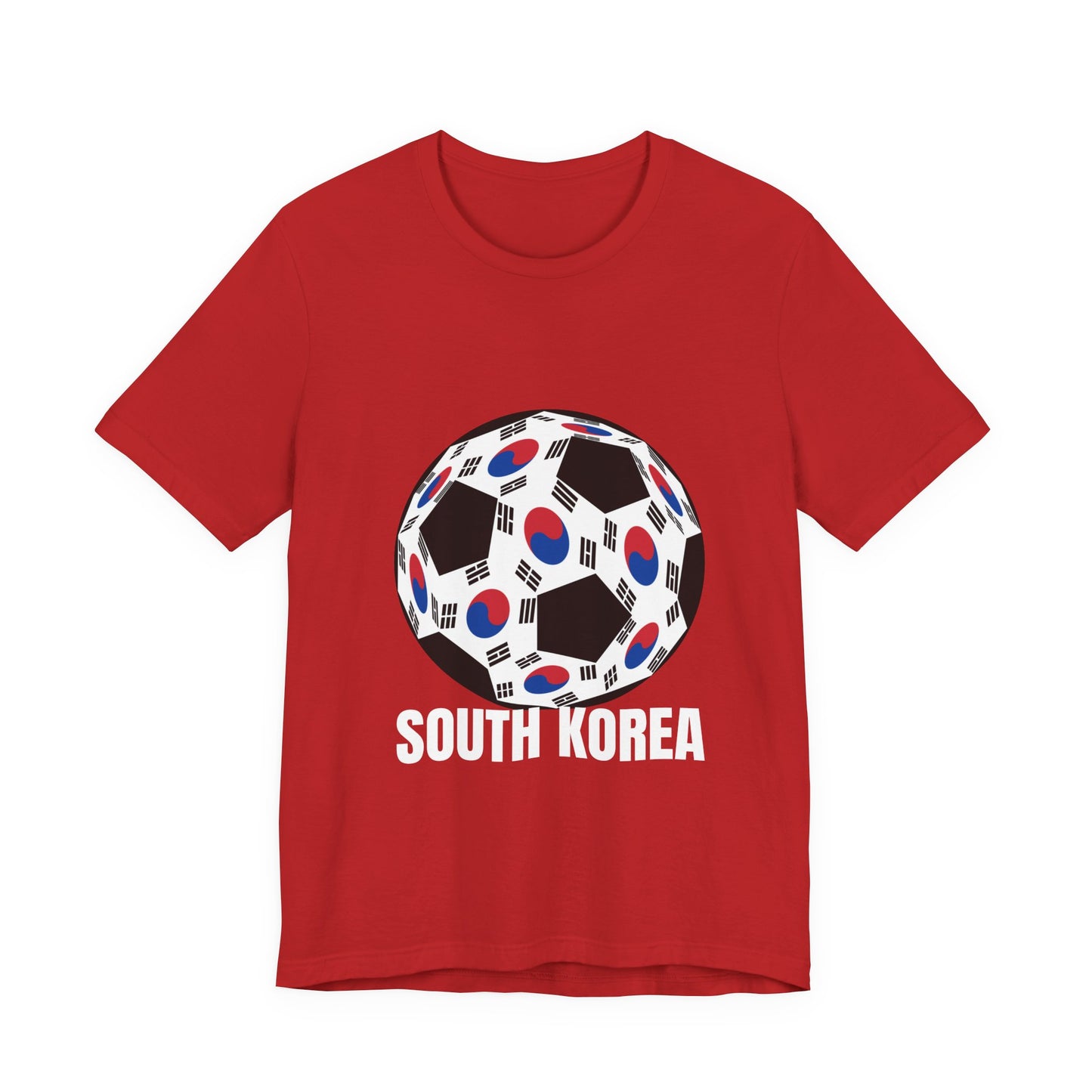 South Korea Fan Specialty Soccer Ball Design T Shirt White Text