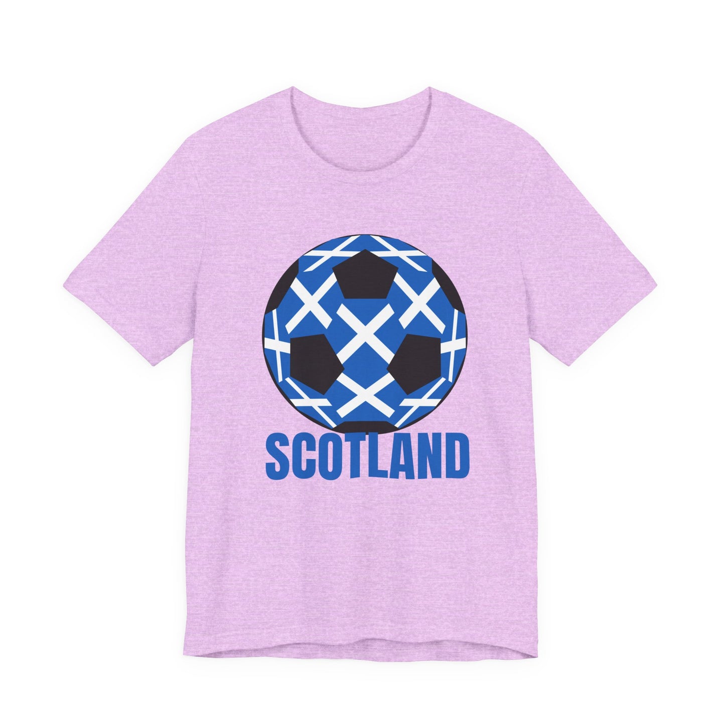 Scotland Fan Specialty Soccer Ball Design T Shirt Blue Text