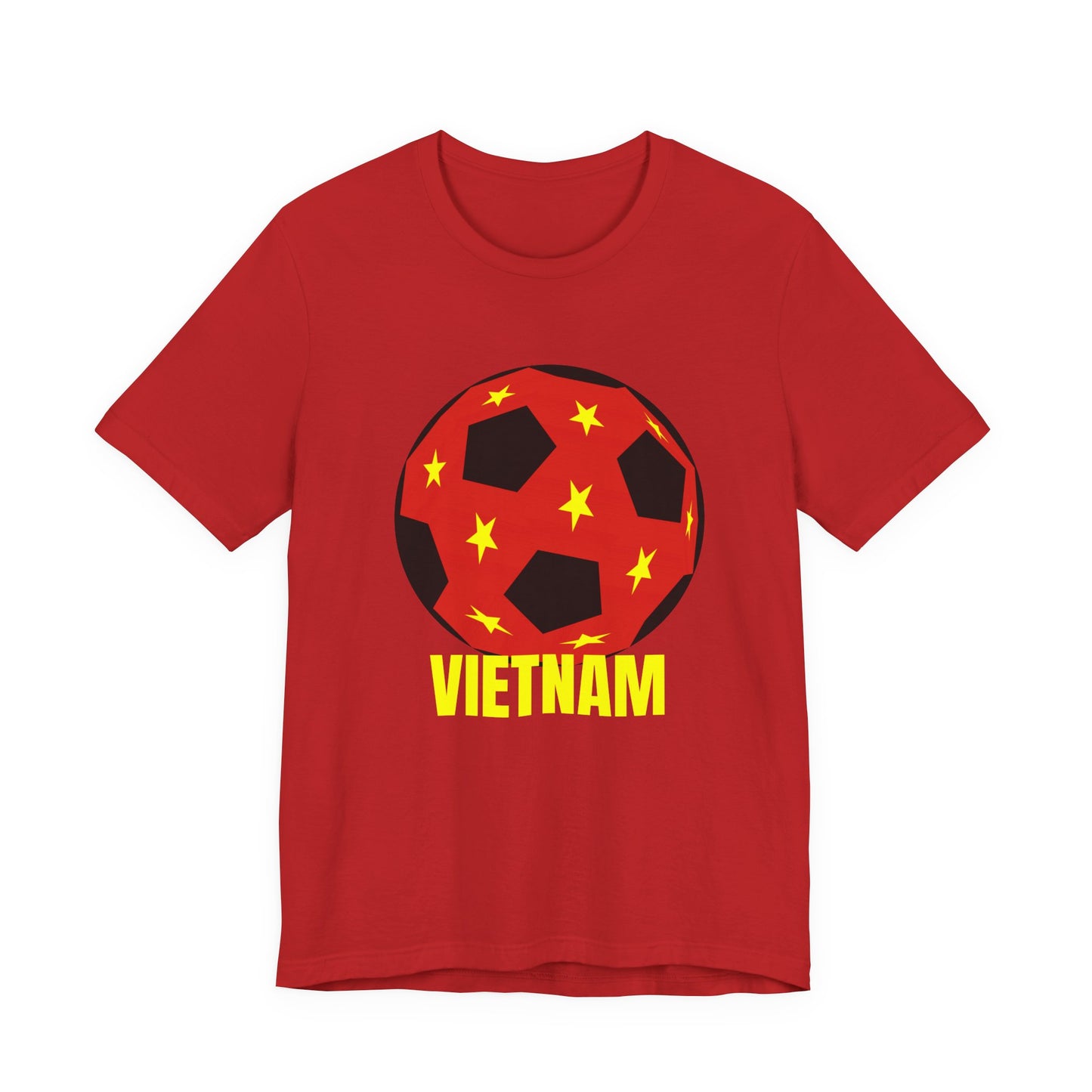 Vietnam Fan Specialty Soccer Ball Design T Shirt Red Text