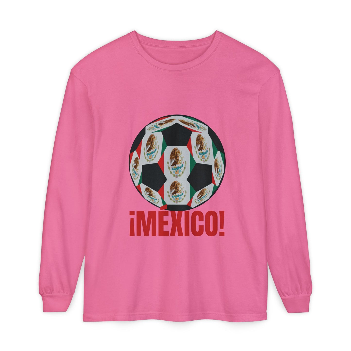 !Mexico! Fan Specialty Soccer Ball Design Long Sleeve Tee