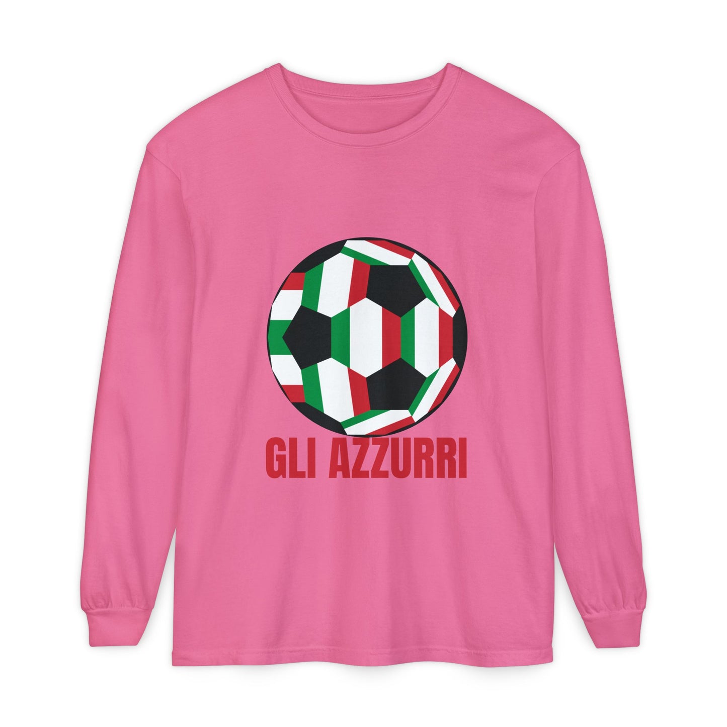 Gli Azzurri Fan Specialty Soccer Ball Design Long Sleeve Tee