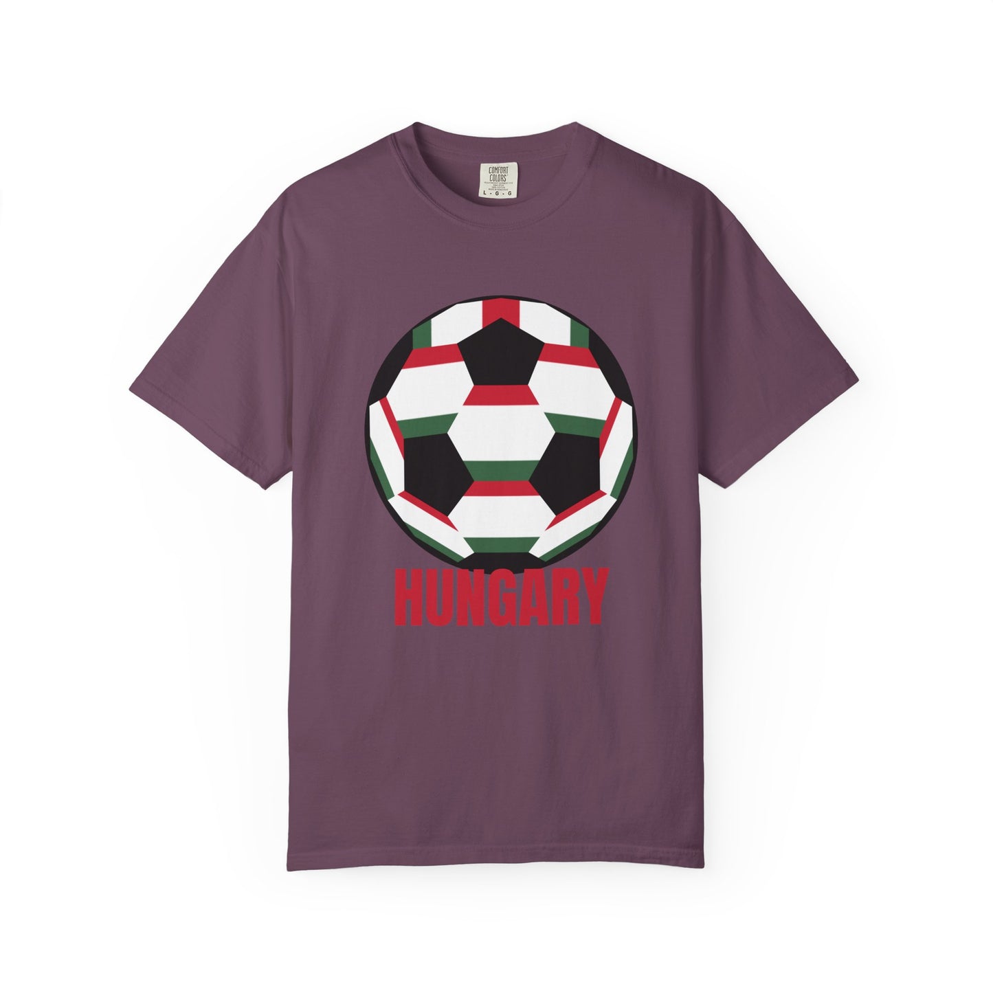 Hungary Fan Specialty Soccer Ball Design T Shirt Red Print