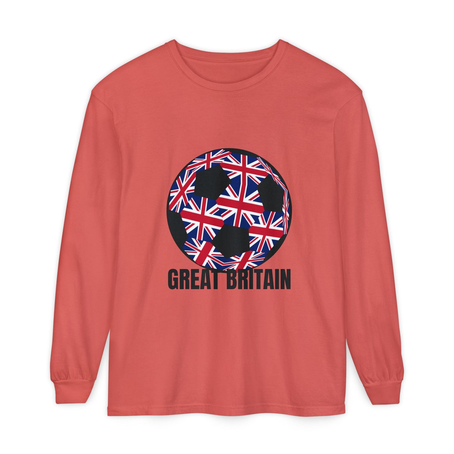 Great Britain Fan Specialty Soccer Ball Design Long Sleeve T-Shirt