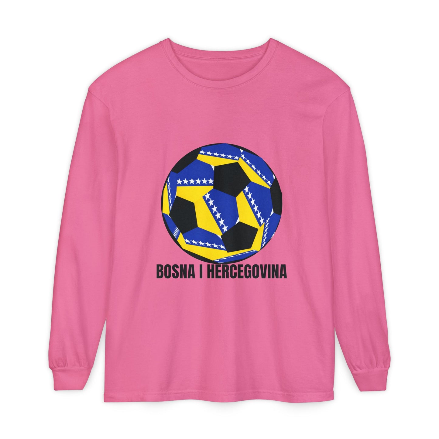Bosnia Herzegovina Fan Specialty Soccer Ball Design Long Sleeve Tee