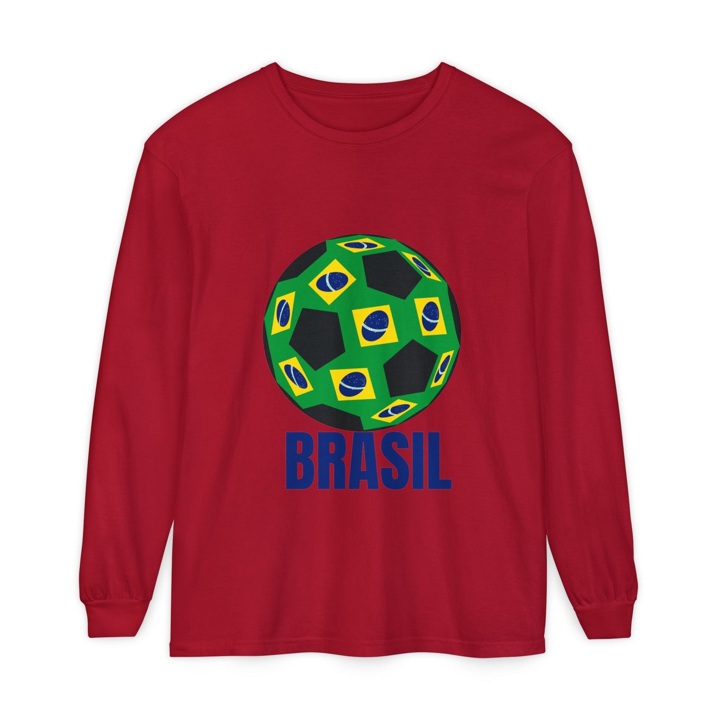 Brasil Fan Specialty Soccer Ball Design Long Sleeve T Shirt