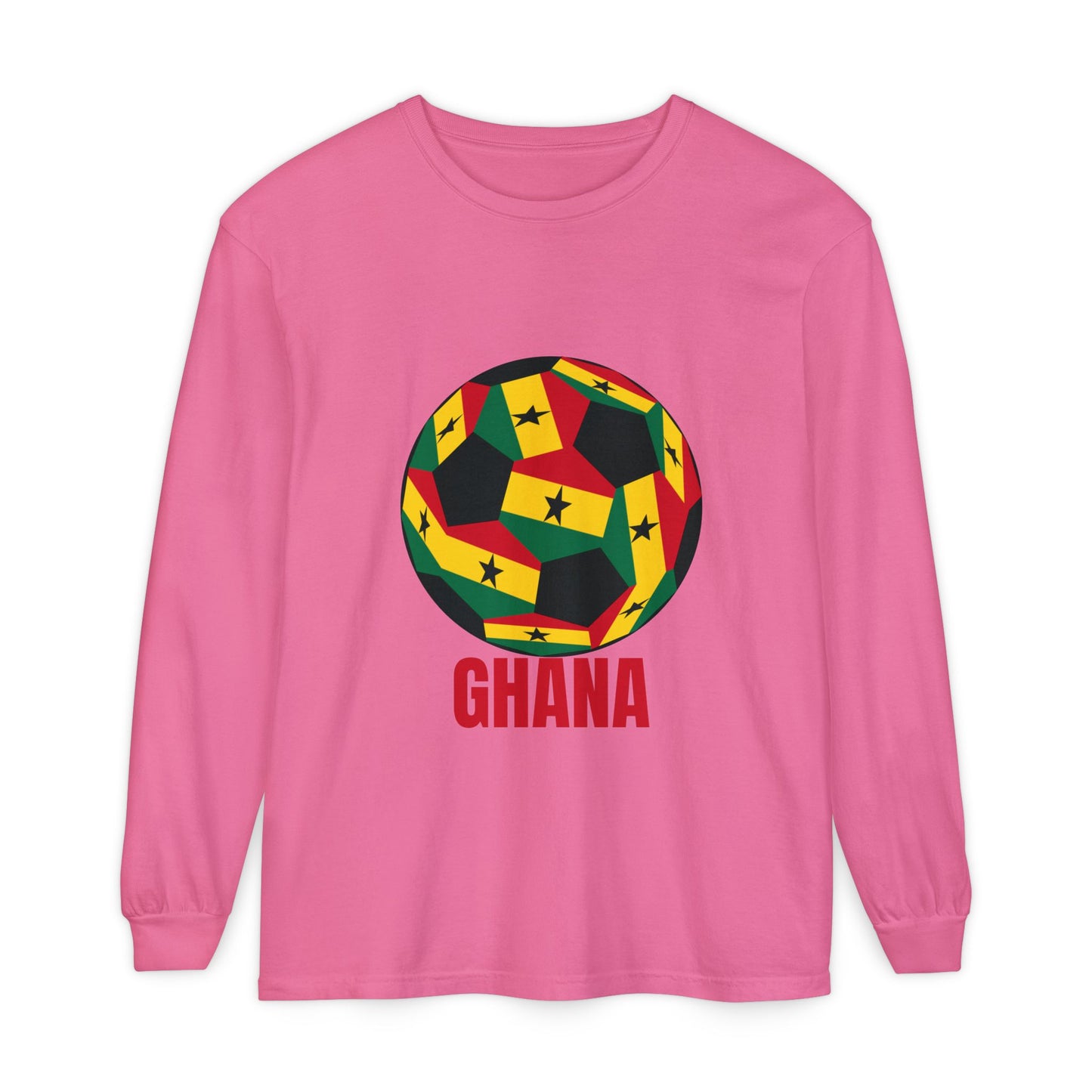 Ghana Fan Specialty Soccer Ball Design Long Sleeve Tee