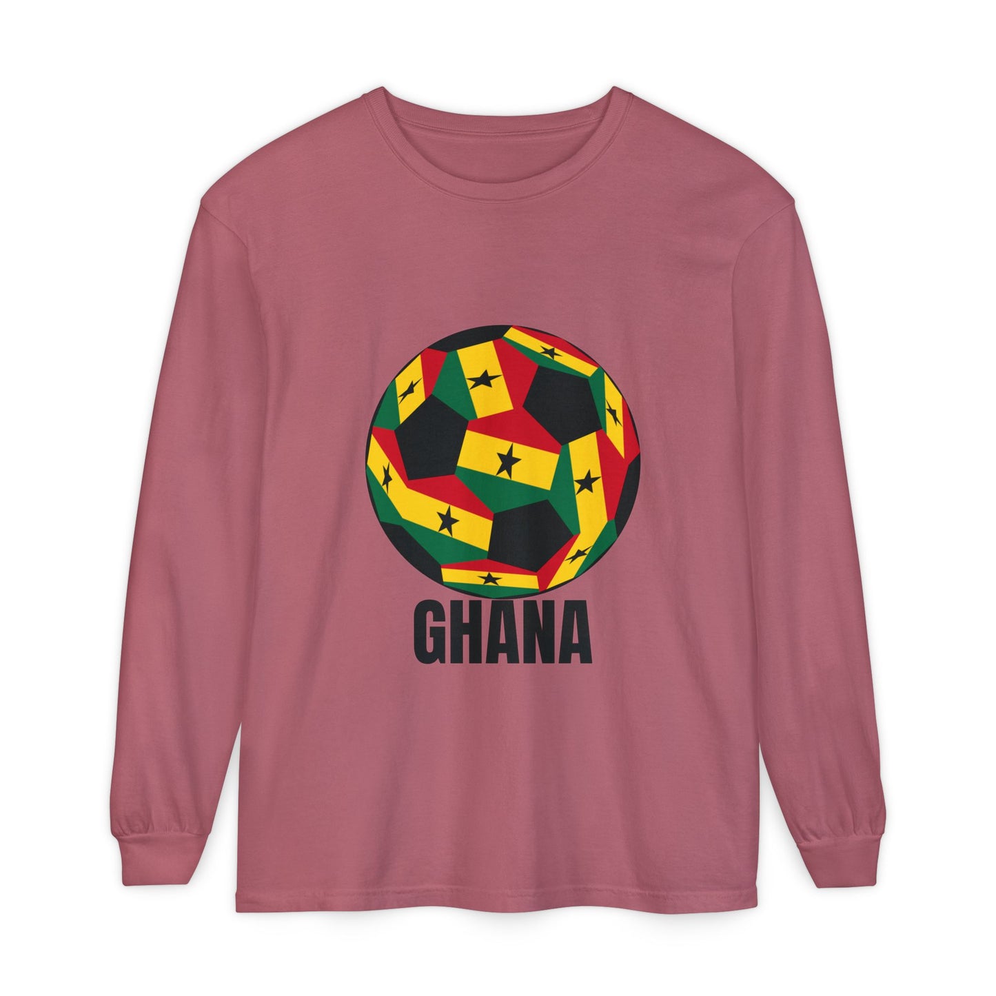 Ghana Fan Specialty Soccer Ball Design Long Sleeve Tee