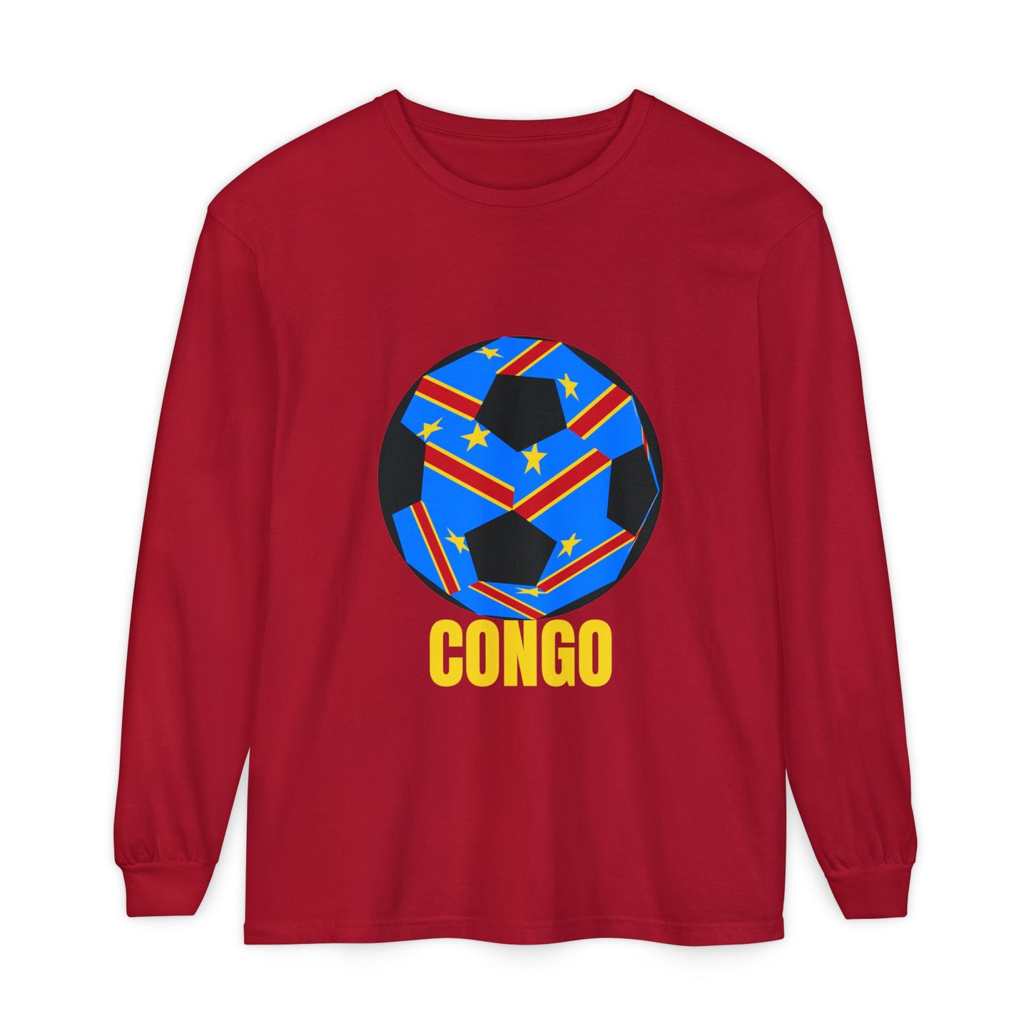 Congo Fan Specialty Soccer Ball Design T Shirt Yellow Text
