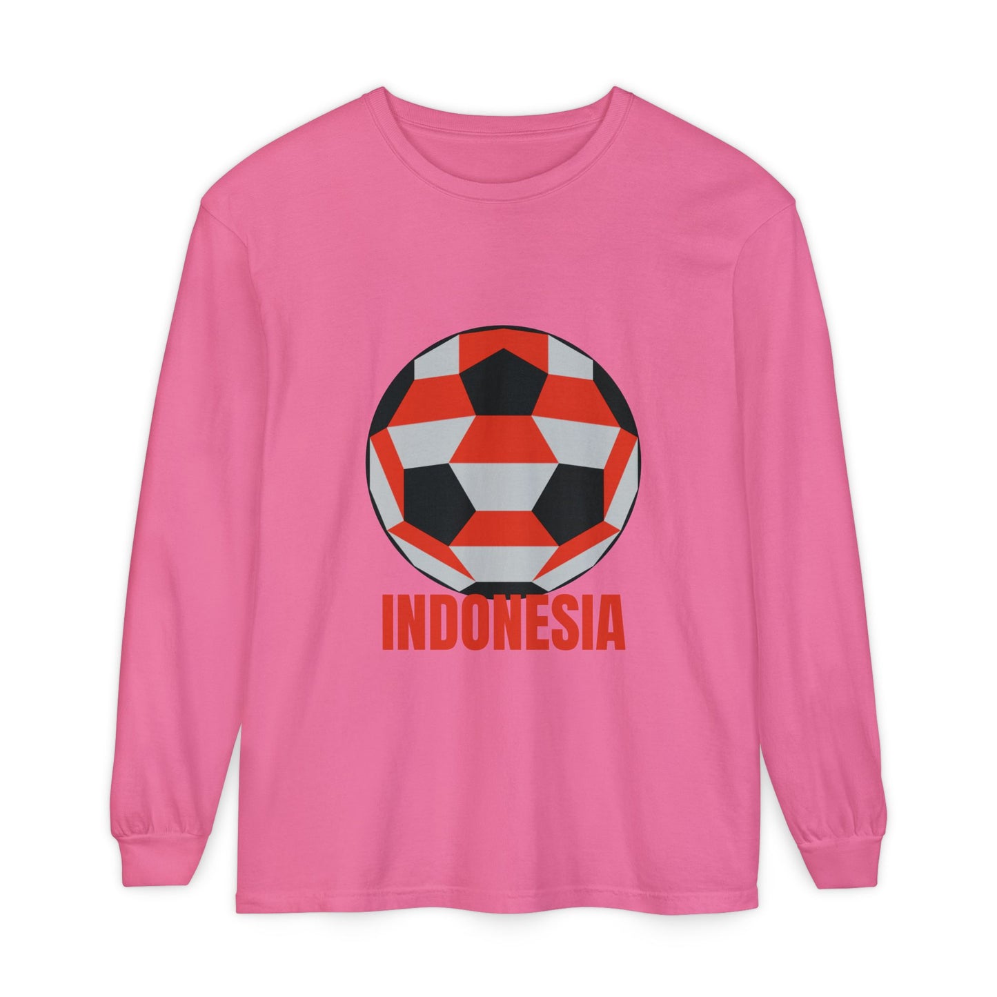 Indonesia Fan Specialty Soccer Ball Design Long Sleeve T-Shirt