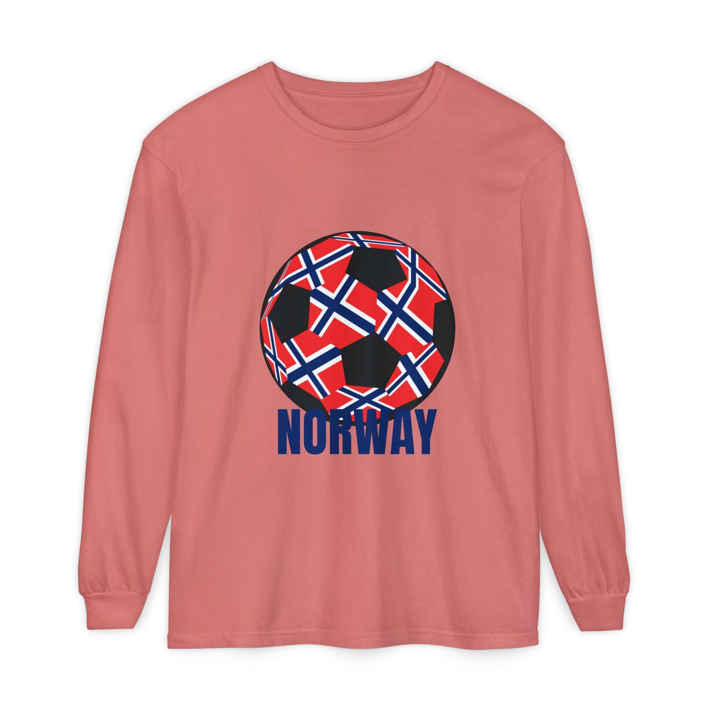 Norway Fan Specialty Soccer Ball Design T ShirtLong Sleeve Tee Blue Print