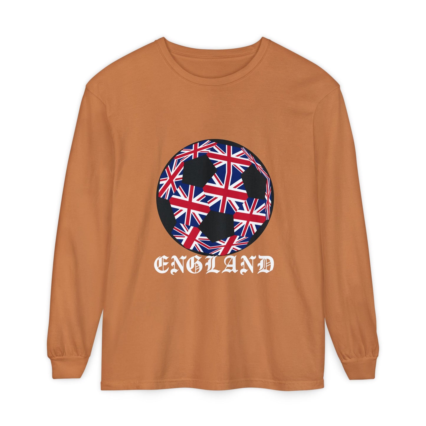 Old English Style Specialty Soccer Ball Design Long Sleeve Tee