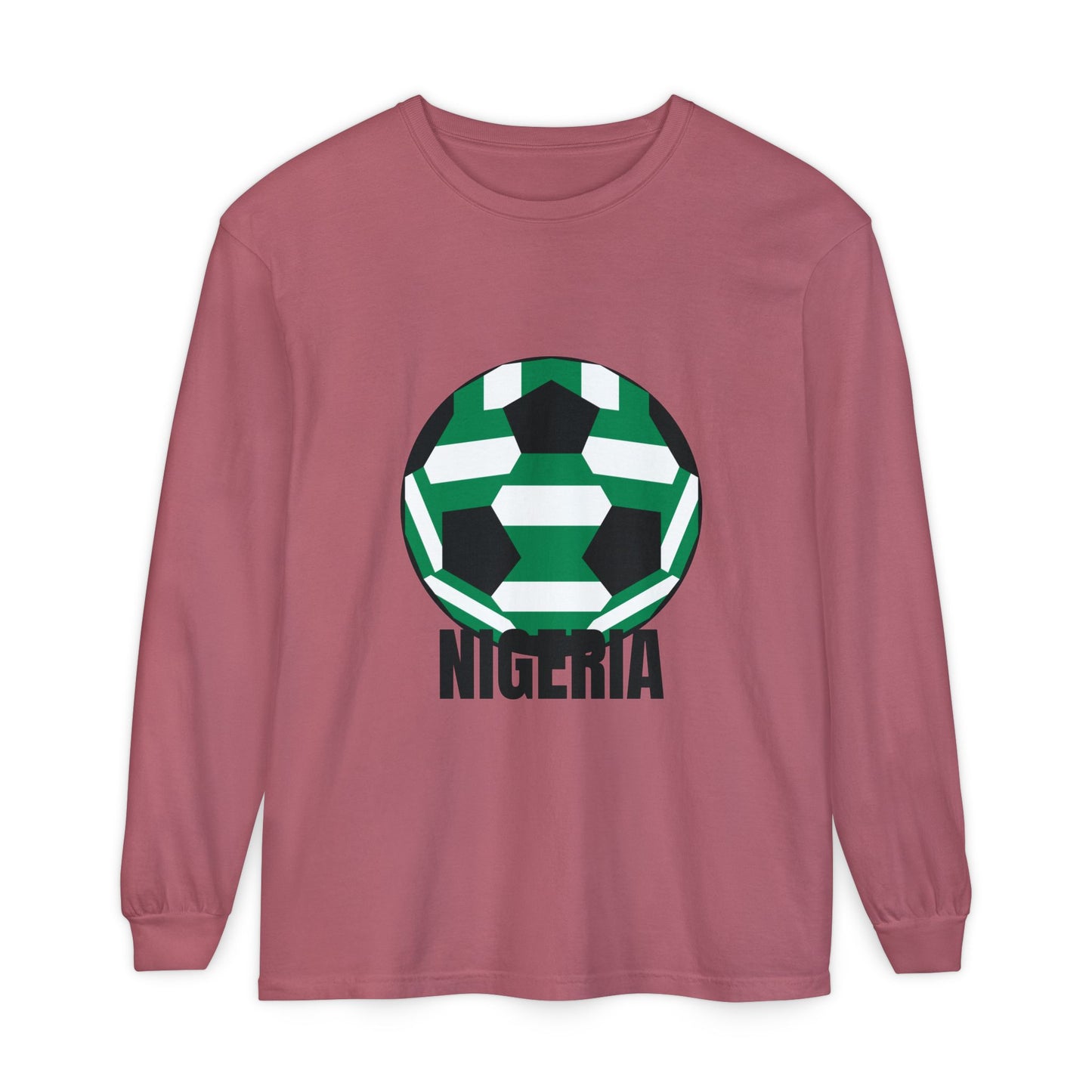 Nigeria Fan Specialty Soccer Ball Design Long Sleeve Shirt