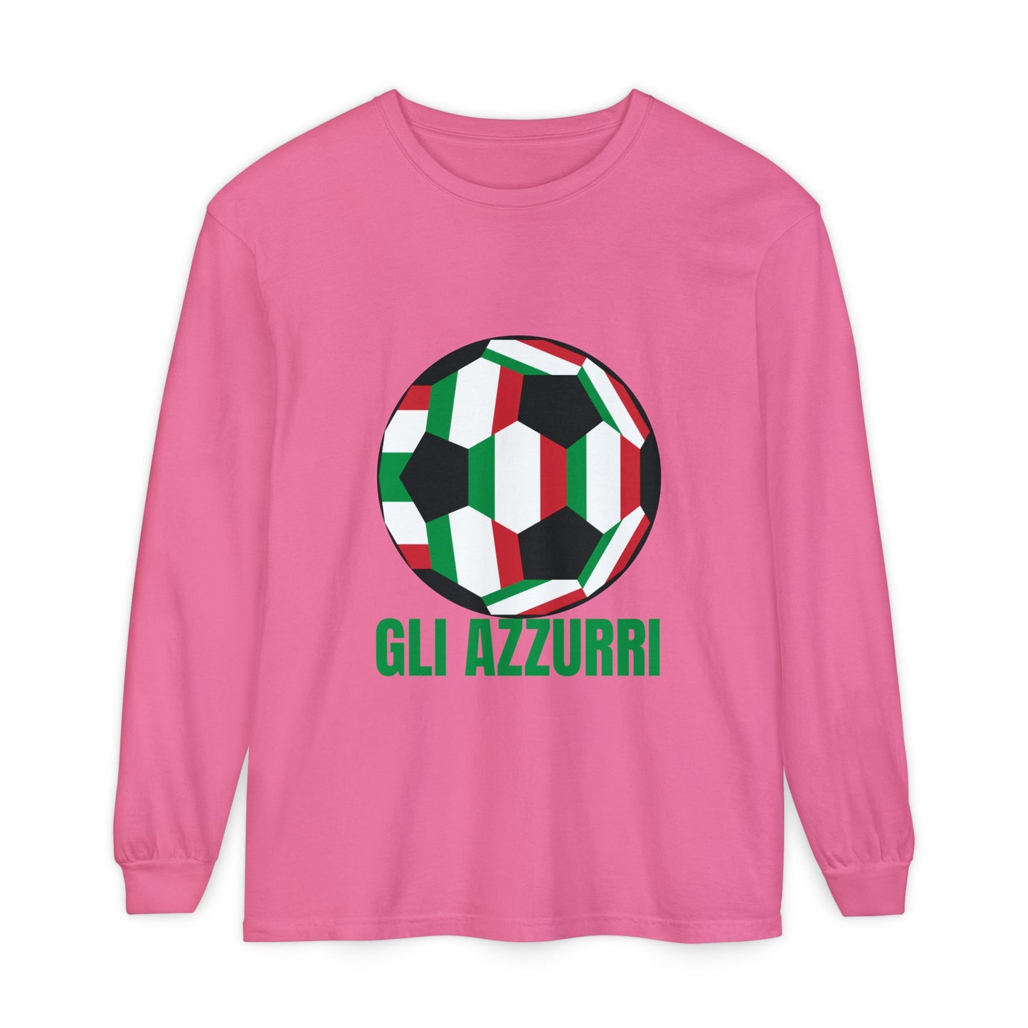 Gli Azzurri Fan Specialty Soccer Ball Design Long Sleeve Tee