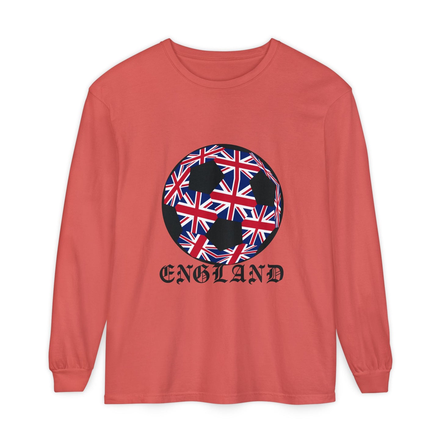 Old English Style Specialty Soccer Ball Design Long Sleeve Tee