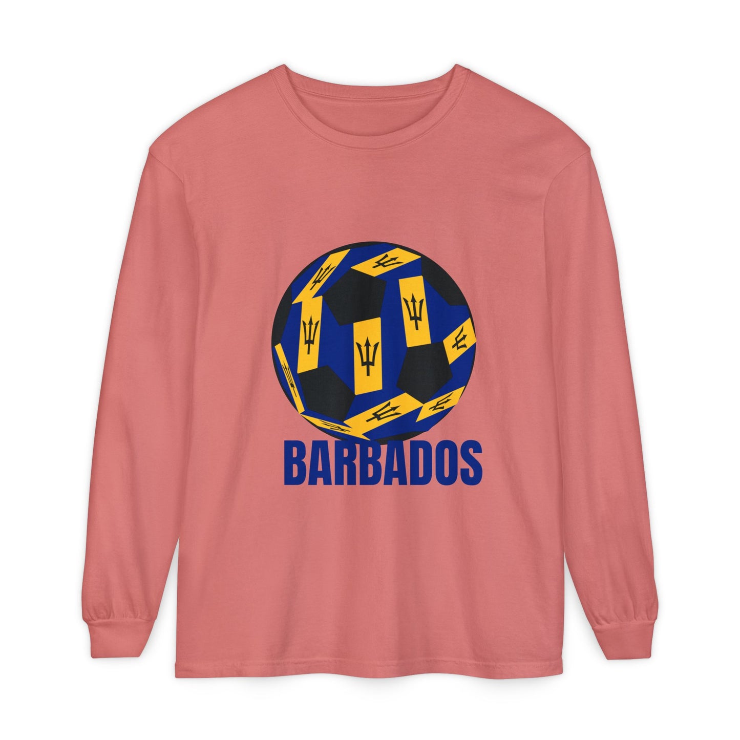 Barbados Fan Specialty Soccer Ball Design Long Sleeve Tee