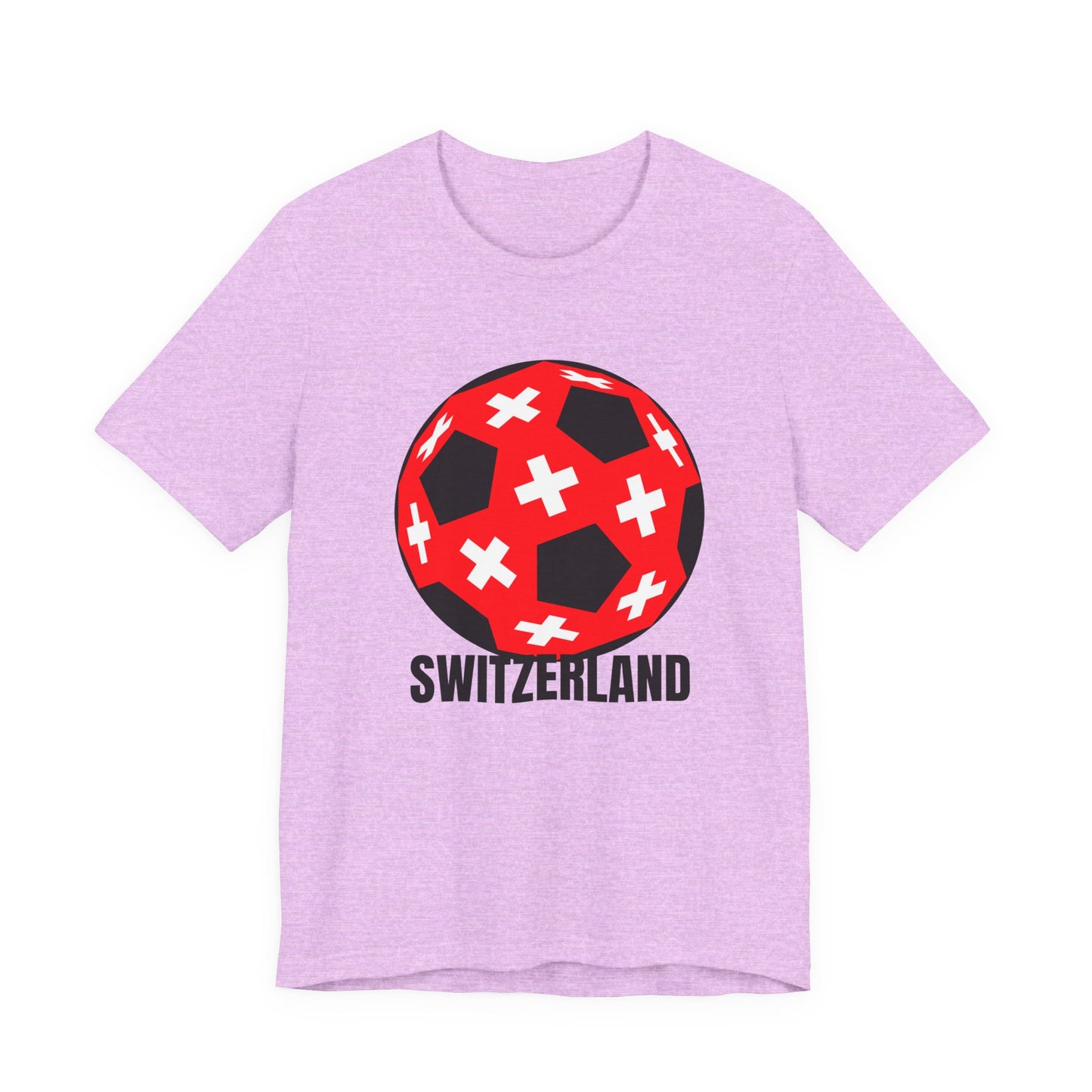 Switzerland Fan Specialty Soccer Ball Design T Shirt Black Text