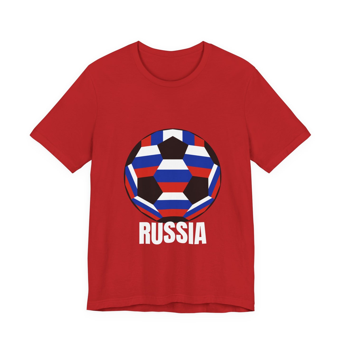 Russia Fan Specialty Soccer Ball Design T Shirt Tee White Text