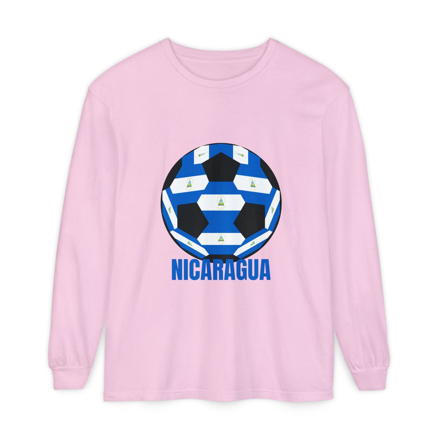 Nicaragua Fan Specialty Soccer Ball Design Long Sleeve Shirt
