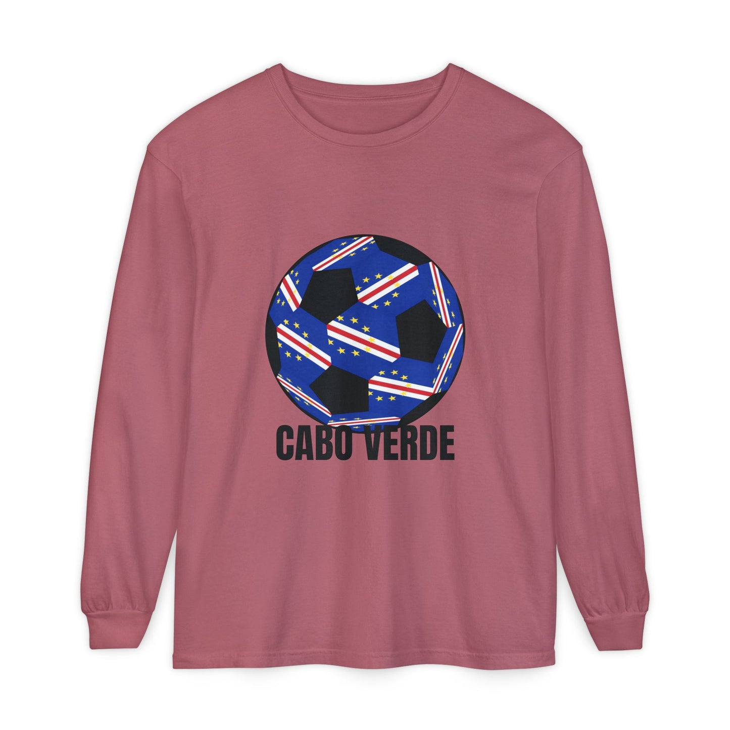 Cabo Verde Fan Specialty Soccer Ball Design Long Sleeve T-Shirt