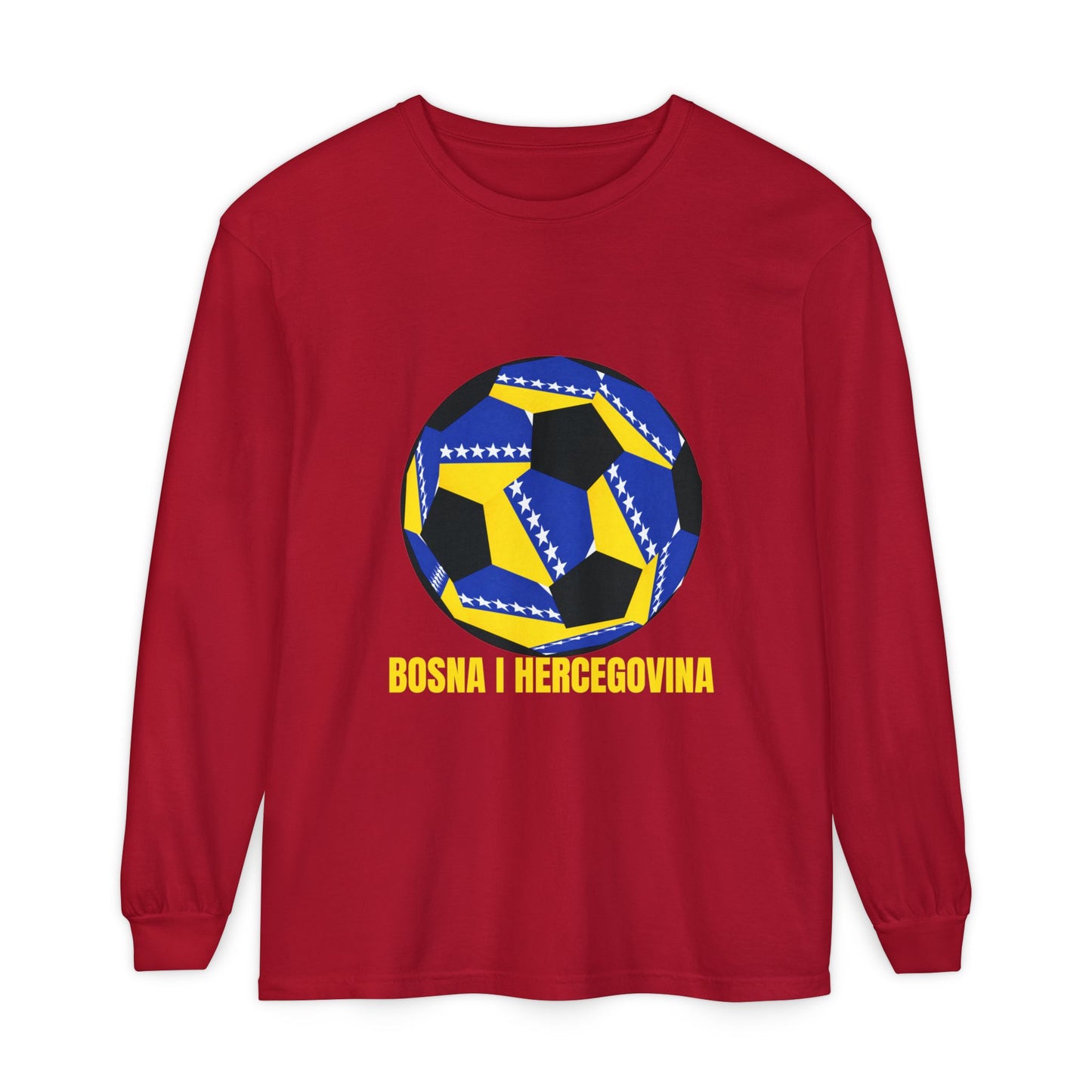 Bosnia Herzegovina Fan Specialty Soccer Ball Design Long Sleeve Tee