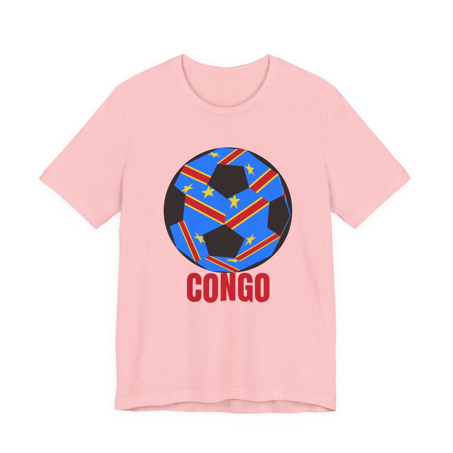 Congo Fan Specialty Soccer Ball Design T Shirt Red Text