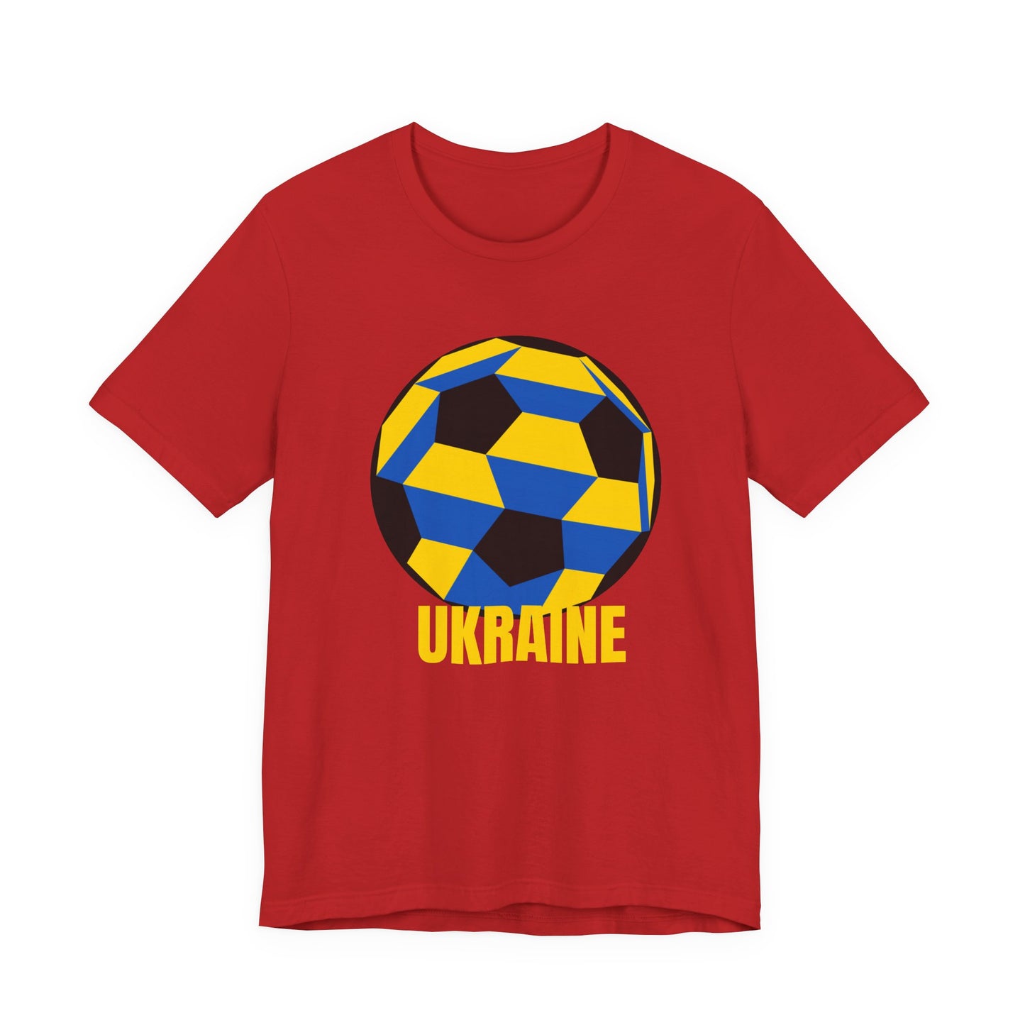 Ukraine Fan Specialty Soccer Ball Design T Shirt Yellow Text
