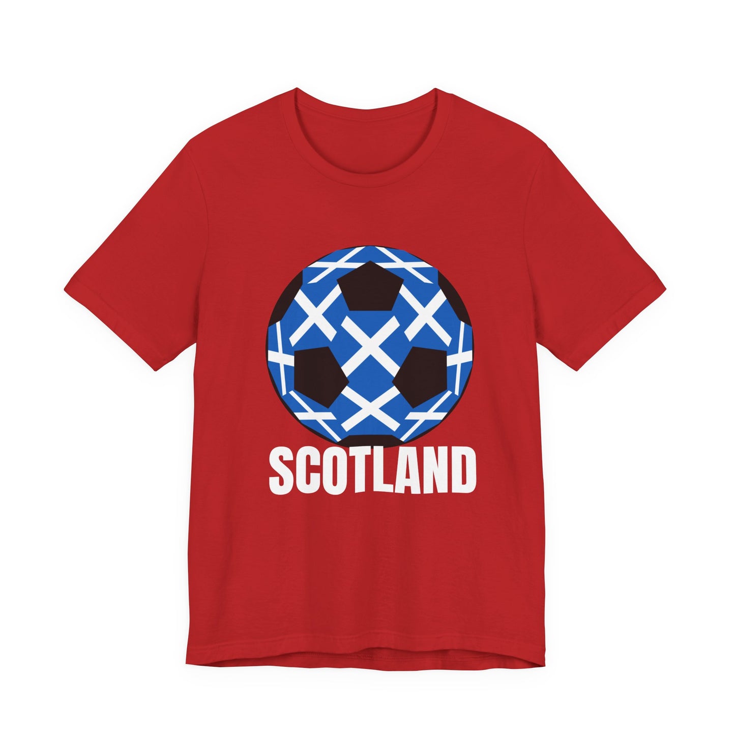 Scotland Fan Specialty Soccer Ball Design T Shirt White Text