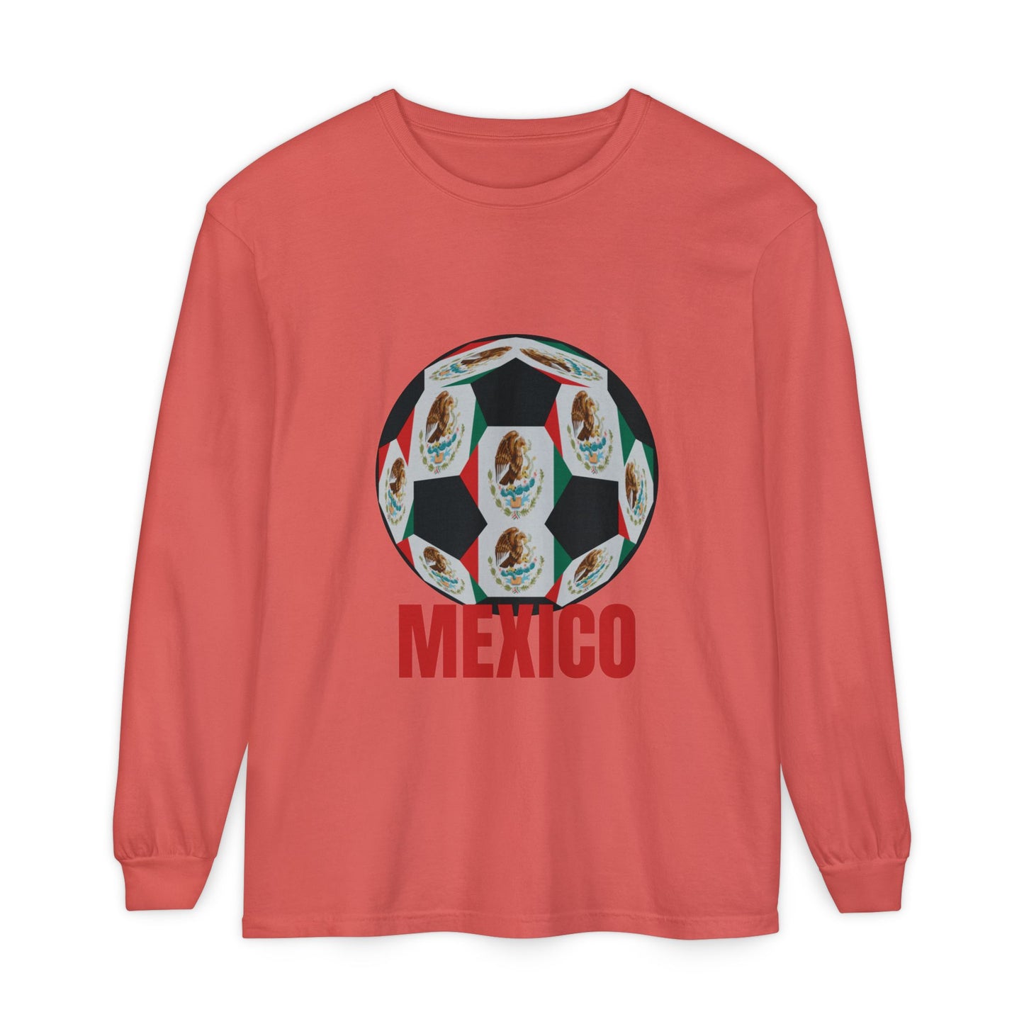 Mexico Fan Specialty Soccer Ball Design Long Sleeve Tee
