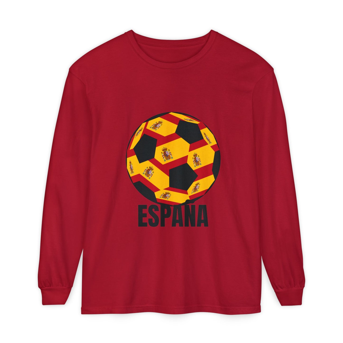 España Soccer Ball Design Long Sleeve Tee Black Text