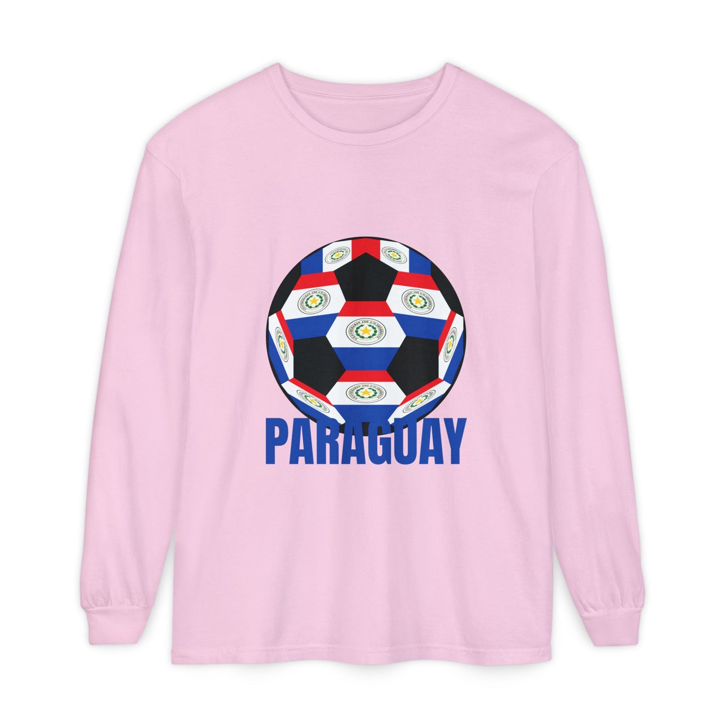 Paraguay Fan Specialty Soccer Ball Design Long Sleeve Shirt