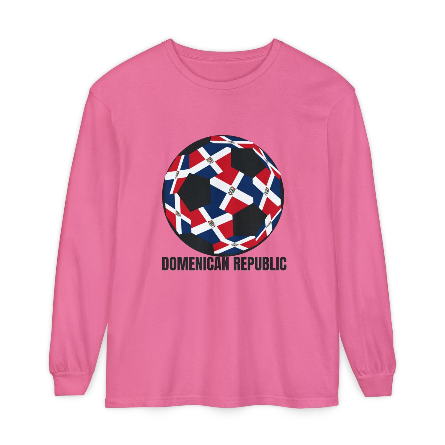 Domenican Republic Fan Specialty Soccer Ball Design Long Sleeve Tee