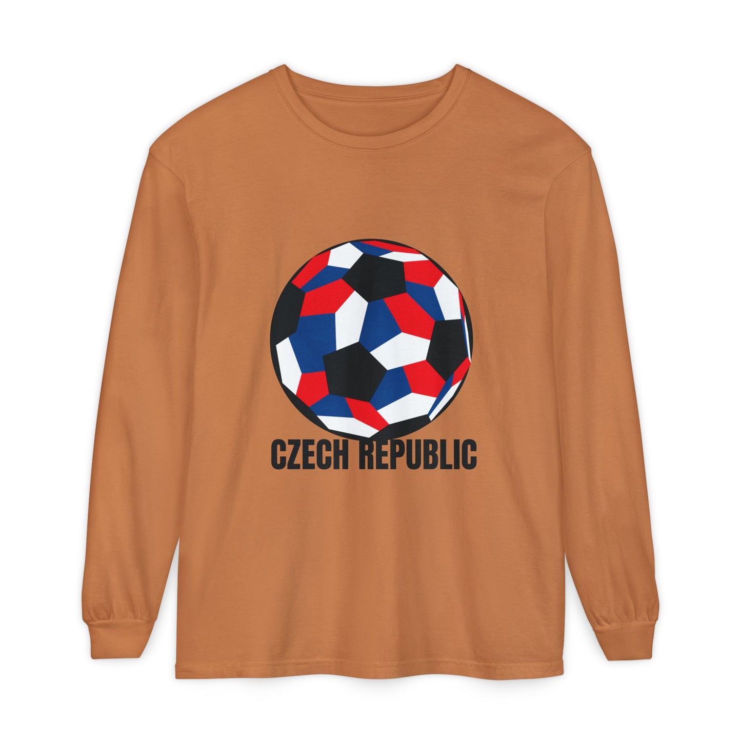 Czech Republic Fan Specialty Soccer Ball Design Long Sleeve Tee