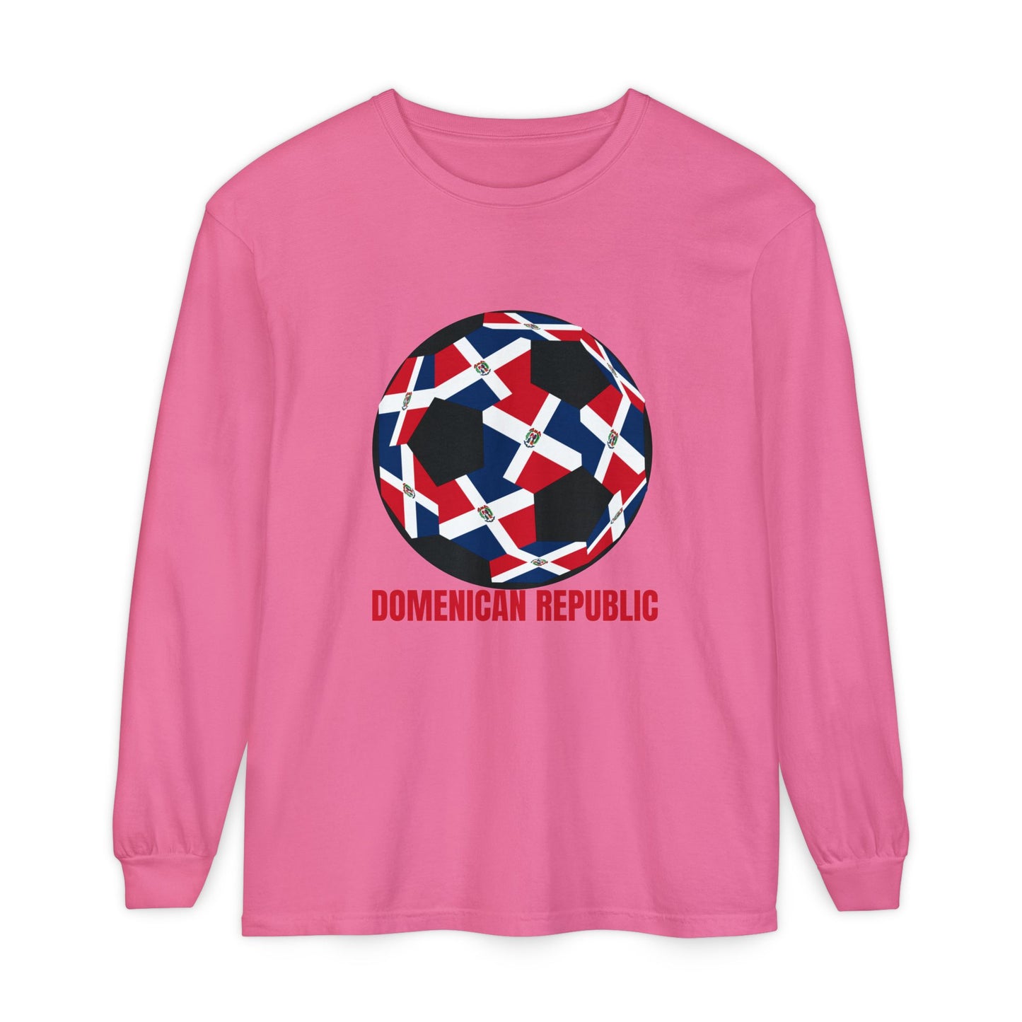 Domenican Republic Fan Specialty Soccer Ball Design Long Sleeve Tee