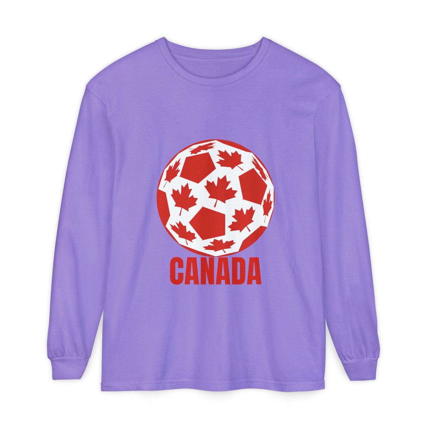 Canada Fan Specialty Soccer Ball Design Long Sleeve T Shirt