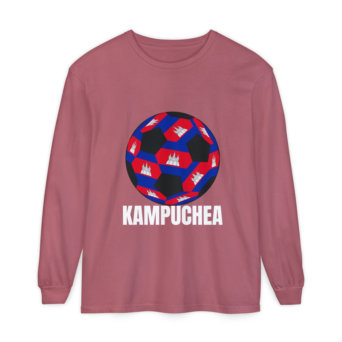 Kampuchea Fan Specialty Soccer Ball Design Long Sleeve Tee