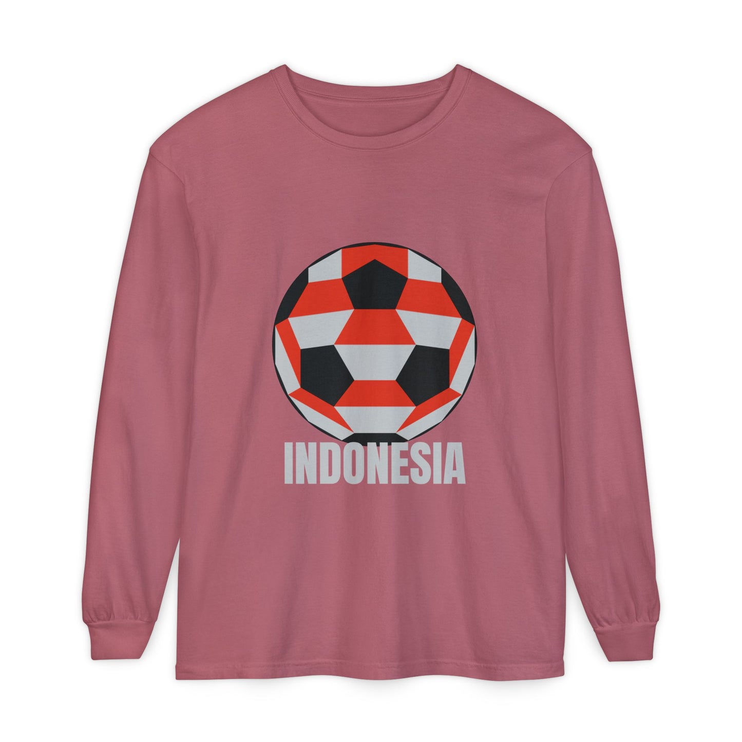 Indonesia Fan Specialty Soccer Ball Design Long Sleeve Tee