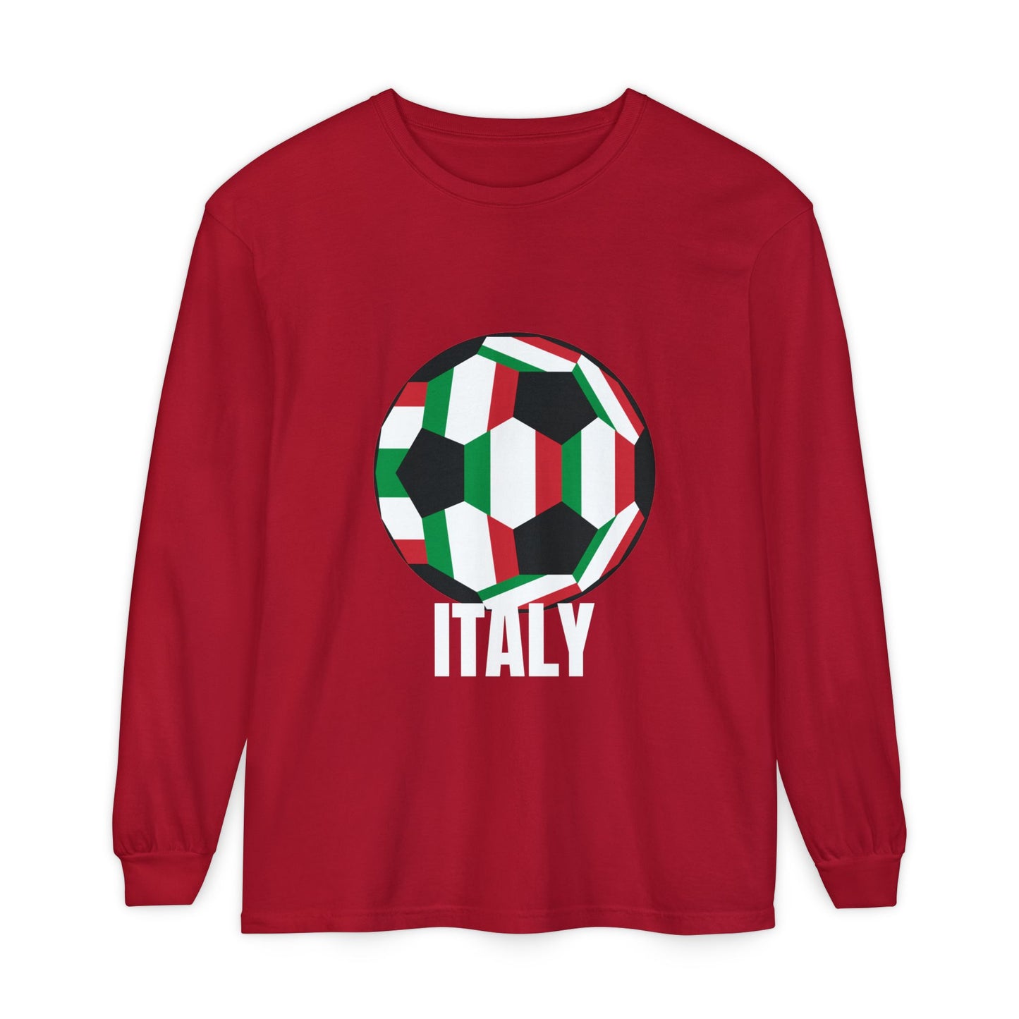 Italy Fan Specialty Soccer Ball Design Long Sleeve Tee