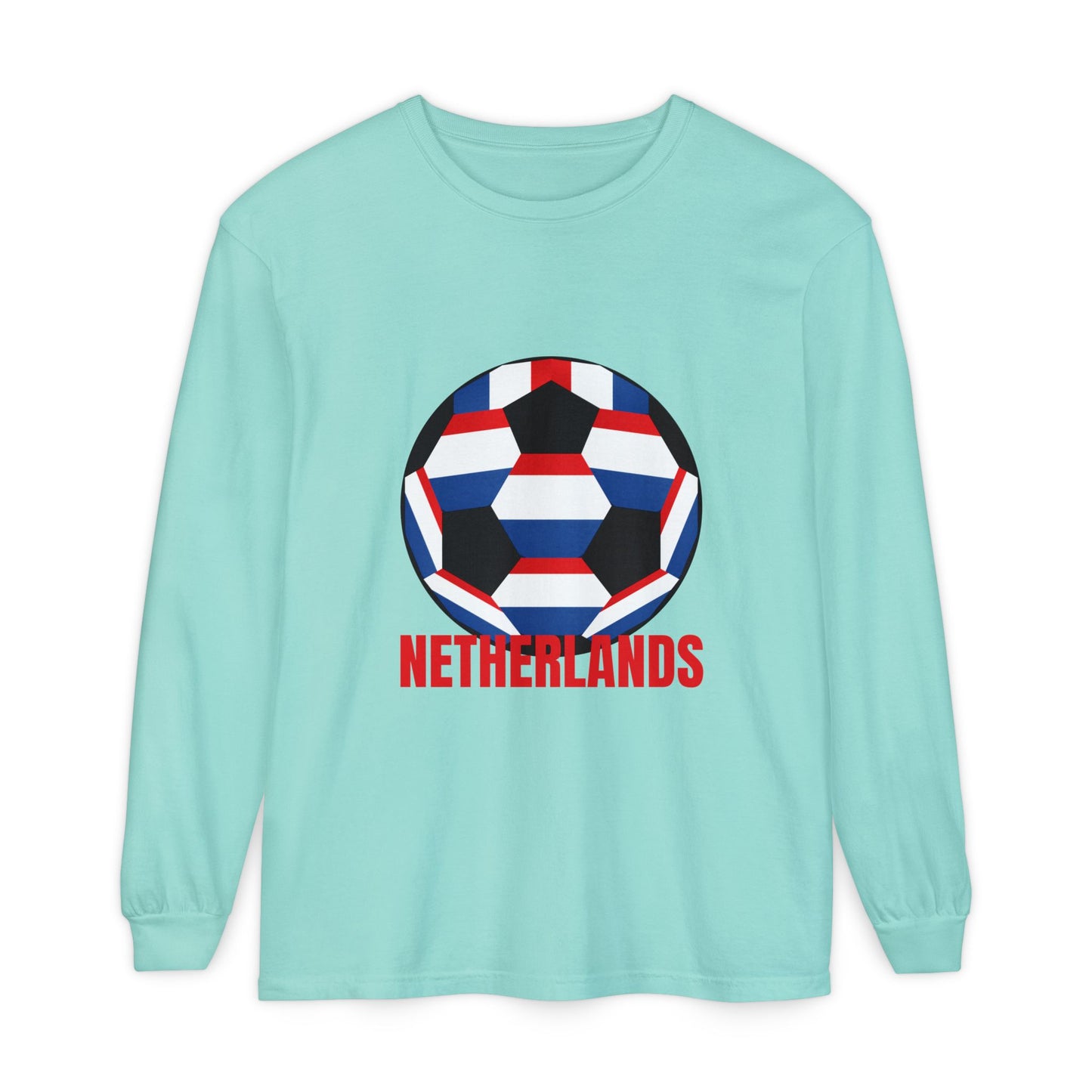 Netherlands Fan Specialty Soccer Ball Design Long Sleeve Tee