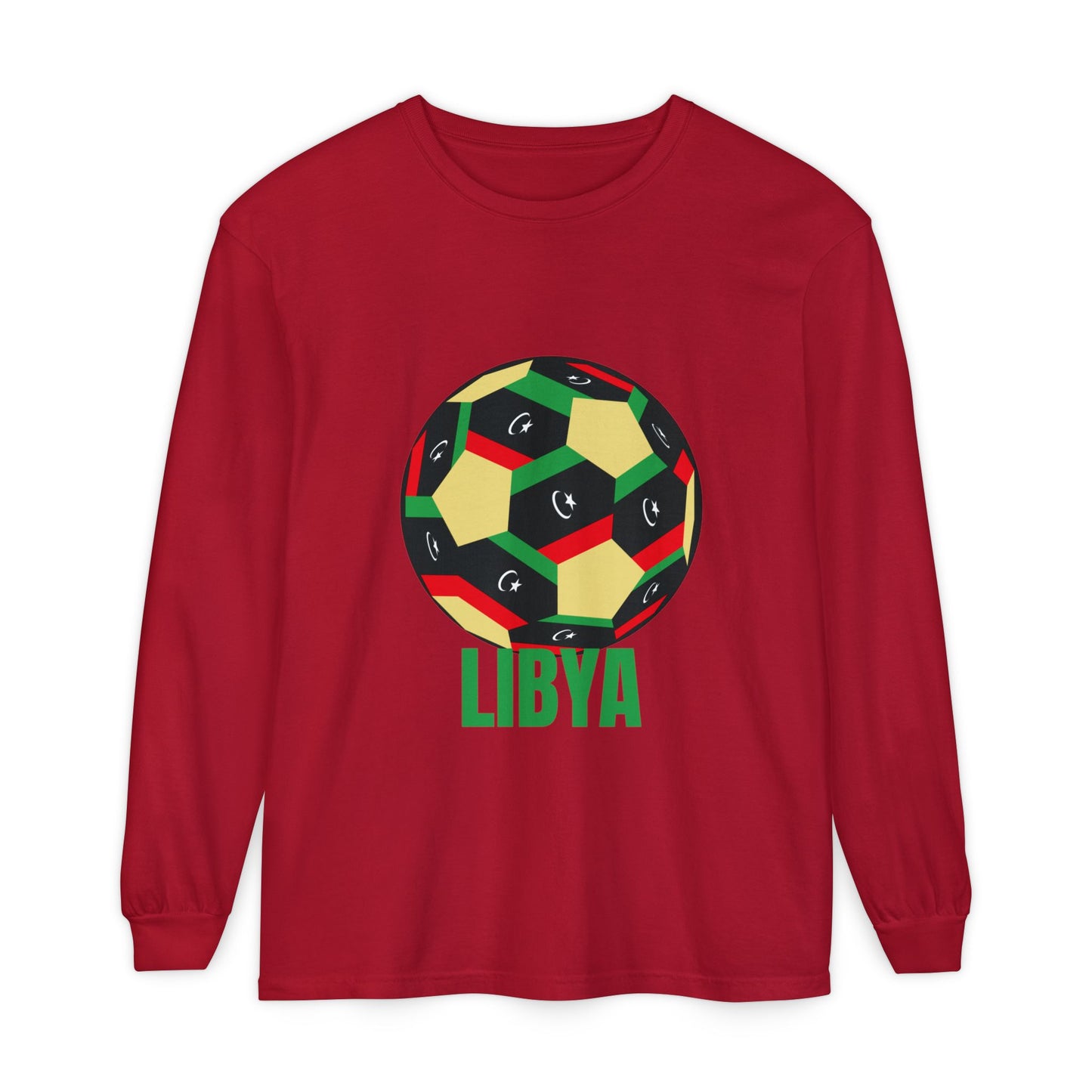 Libya Fan Specialty Soccer Ball Design Long Sleeve Tee