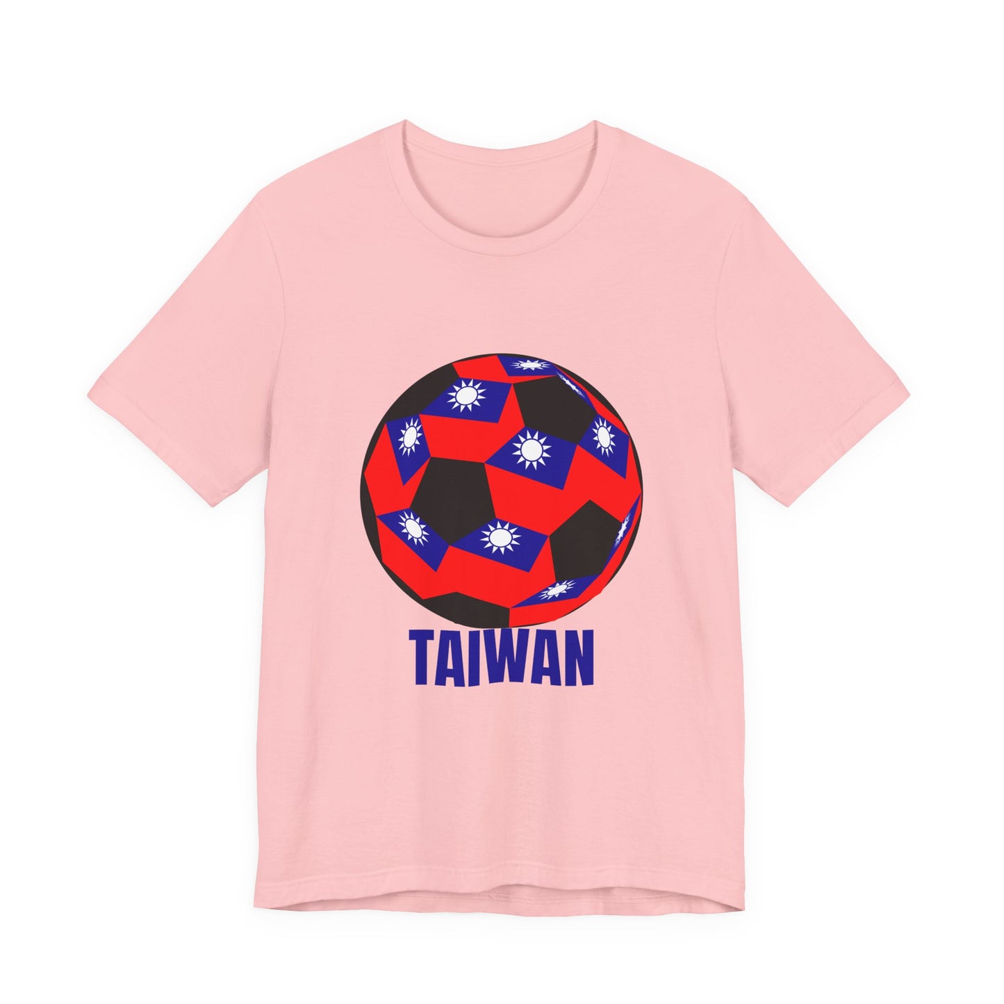 Taiwan Flag Soccer Ball Design T Shirt Blue Text