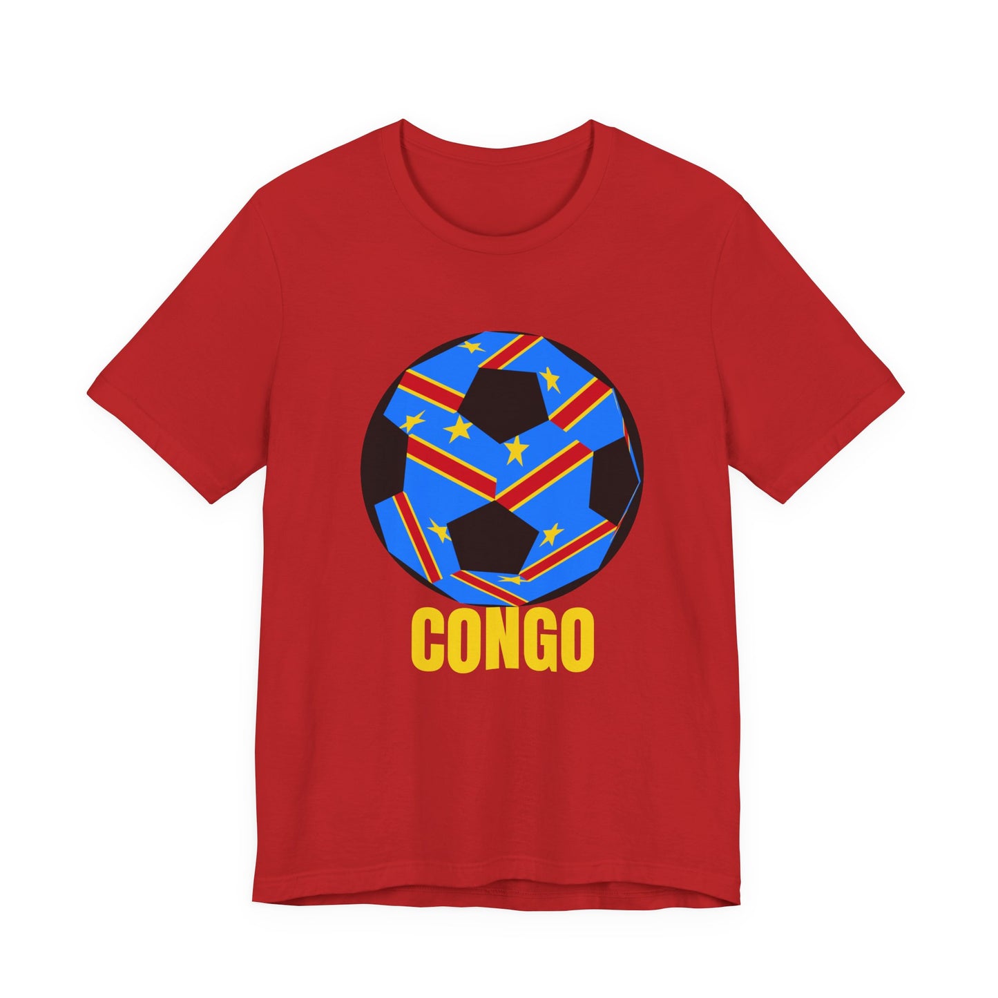 Congo Fan Specialty Soccer Ball Design T Shirt Yellow Text